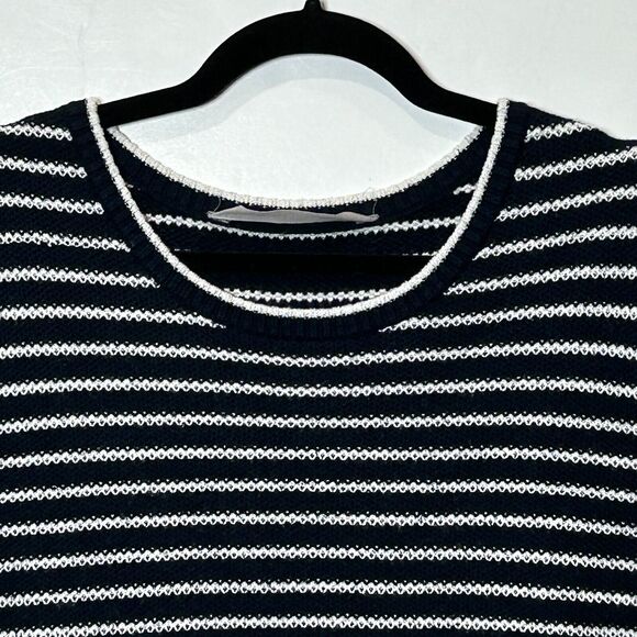 Athleta Kennewick Breton Oversized Stripe Sweater Navy Blue/White Women's Medium - Picture 5 of 13